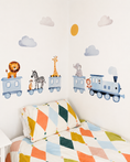 Load image into Gallery viewer, Premium Fabric Nursery Wall Stickers - Train and Safari Animals
