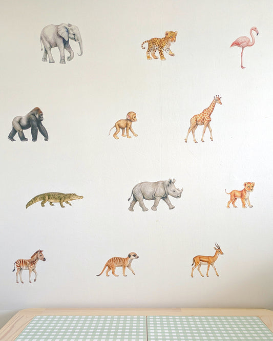 Premium Fabric Nursery Wall Stickers - Safari Animals