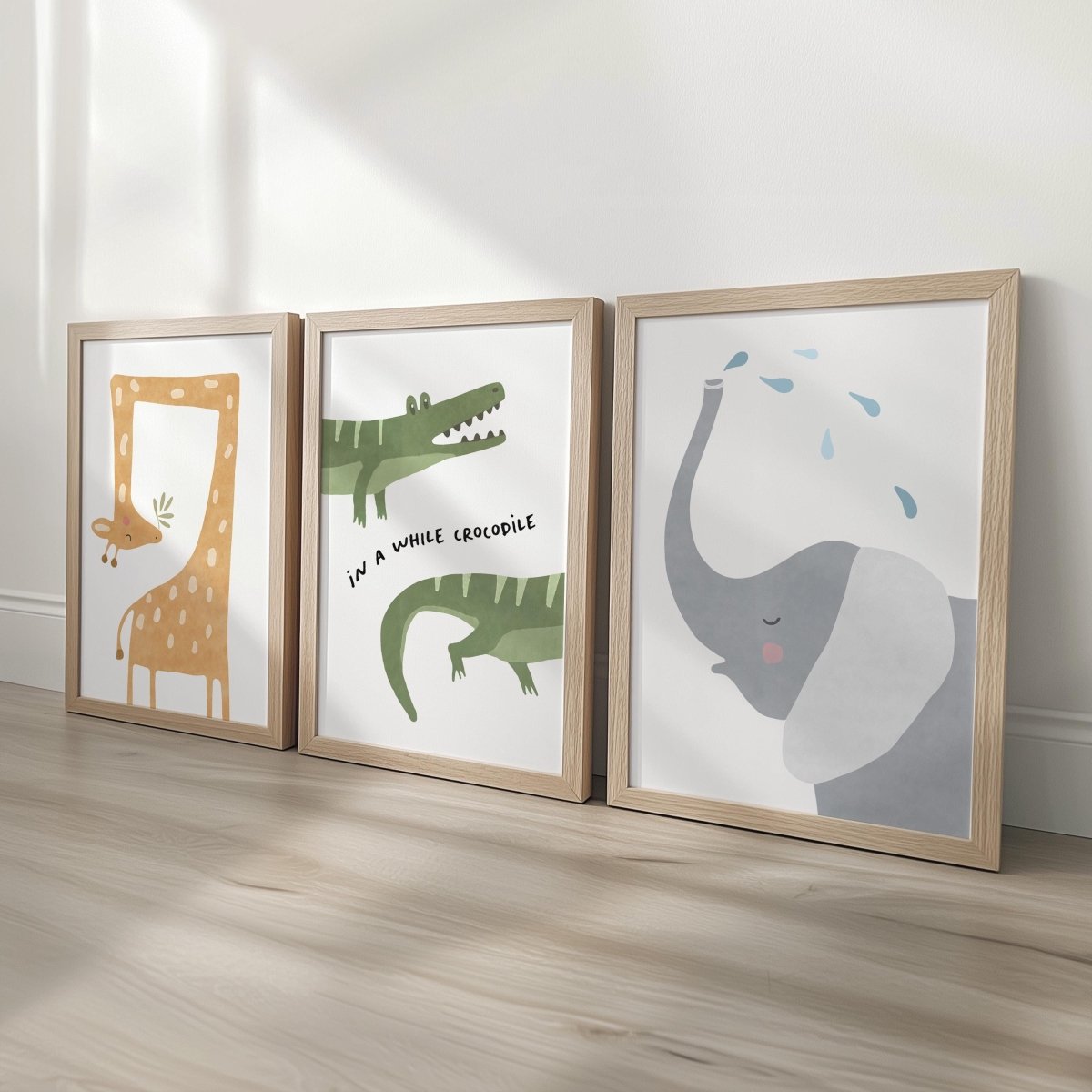 Scandl Safari Animal Nursery Prints – Set of 3 - RoseRowanDesign - 