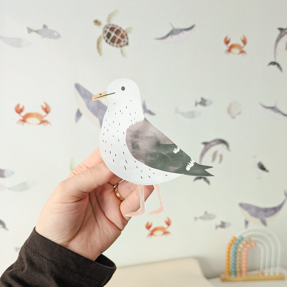 Close-up of a seagull fabric wall sticker