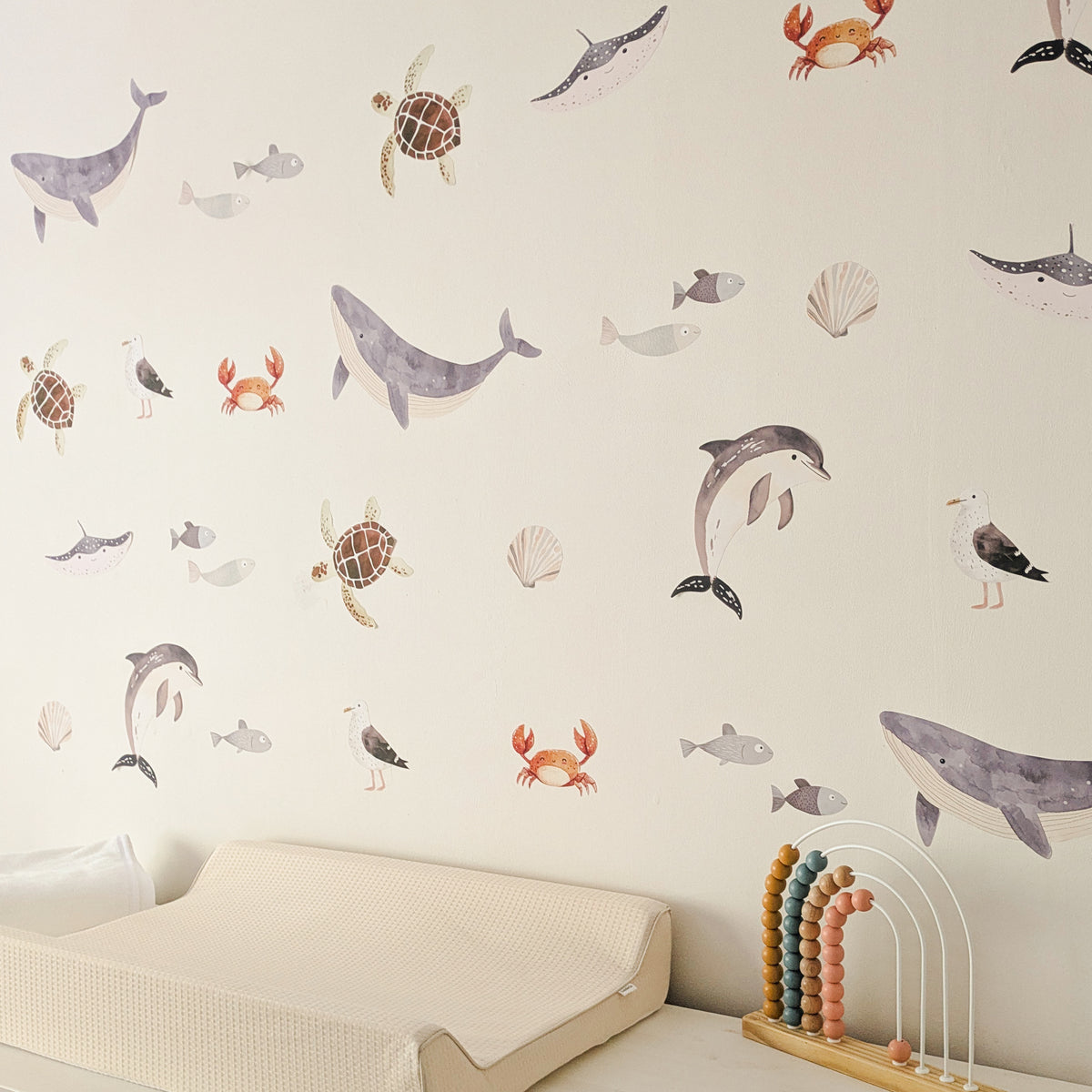 Sea life fabric wall stickers for an ocean themed nursery