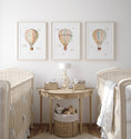 Load image into Gallery viewer, Set of 3 Hot Air Balloon Prints for Nursery | Pastel Colours | Bunny, Goose, Bear - RoseRowanDesign - 
