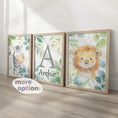 Load image into Gallery viewer, Set of 3 Personalised Jungle Nursery Prints – Kids Name Safari Animal Wall Art for Boys & Girls - RoseRowanDesign - 
