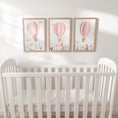 Load image into Gallery viewer, Set of 3 Pink Hot Air Balloon Nursery Prints – Personalised Wildflower Wall Art for Girls Room - RoseRowanDesign - 
