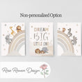 Load image into Gallery viewer, Set of 3 Safari Animal Nursery Prints – Neutral Beige Rainbow Wall Art for Boys Room - RoseRowanDesign - 
