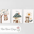 Load image into Gallery viewer, Set of 3 Whimsical Woodland Animal Nursery Prints – Personalised Kids Wall Art - RoseRowanDesign - 

