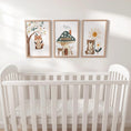 Load image into Gallery viewer, Set of 3 Whimsical Woodland Animal Nursery Prints – Personalised Kids Wall Art - RoseRowanDesign - 
