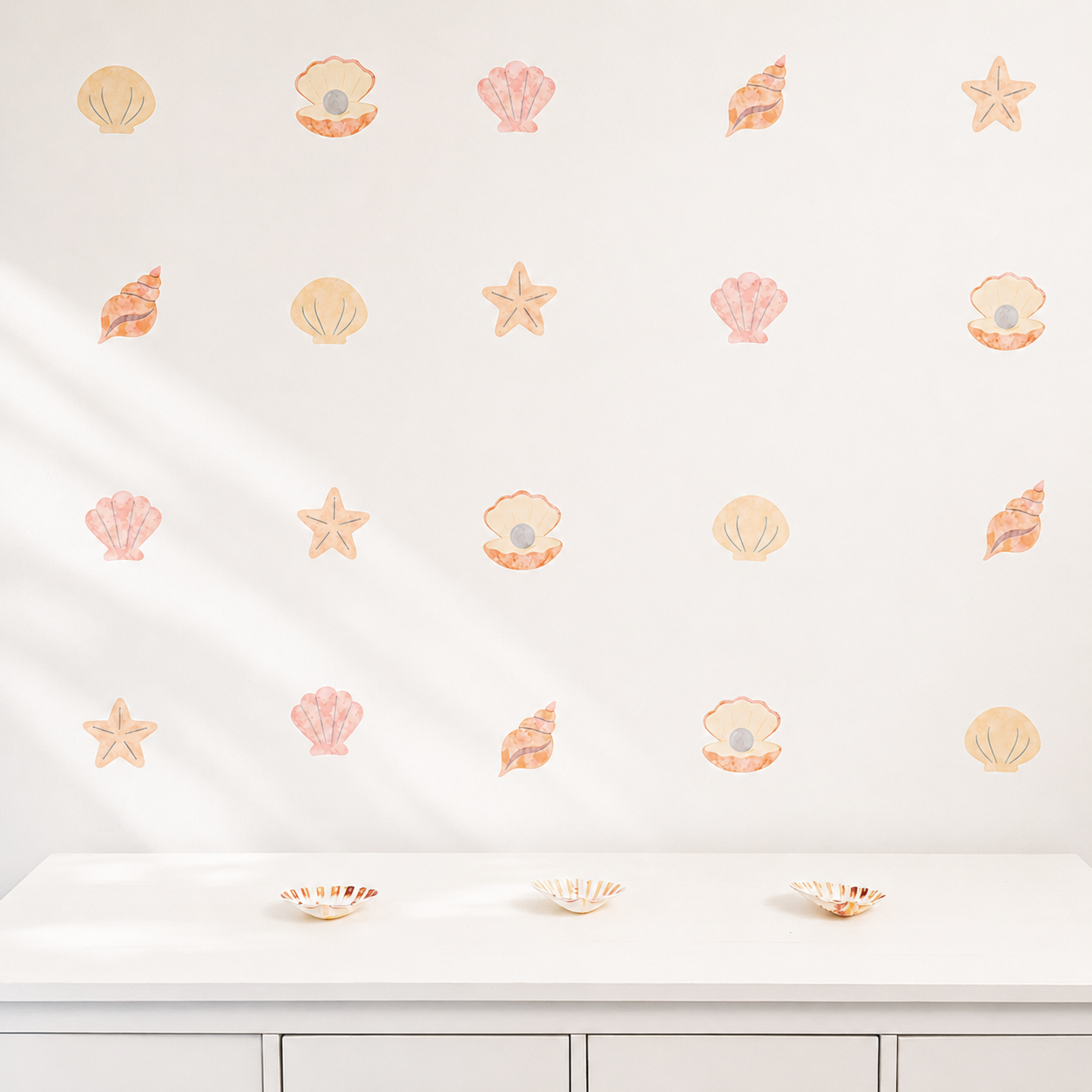 Watercolour Seashell Wall Stickers | Shell Nursery Wall Decals - Set of 20
