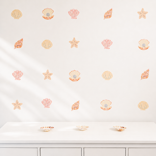 Watercolour Seashell Wall Stickers | Shell Nursery Wall Decals - Set of 20