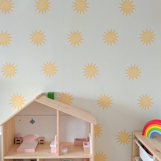Small Sun Wall Stickers – Set of 20 | Removable Nursery & Playroom Decals