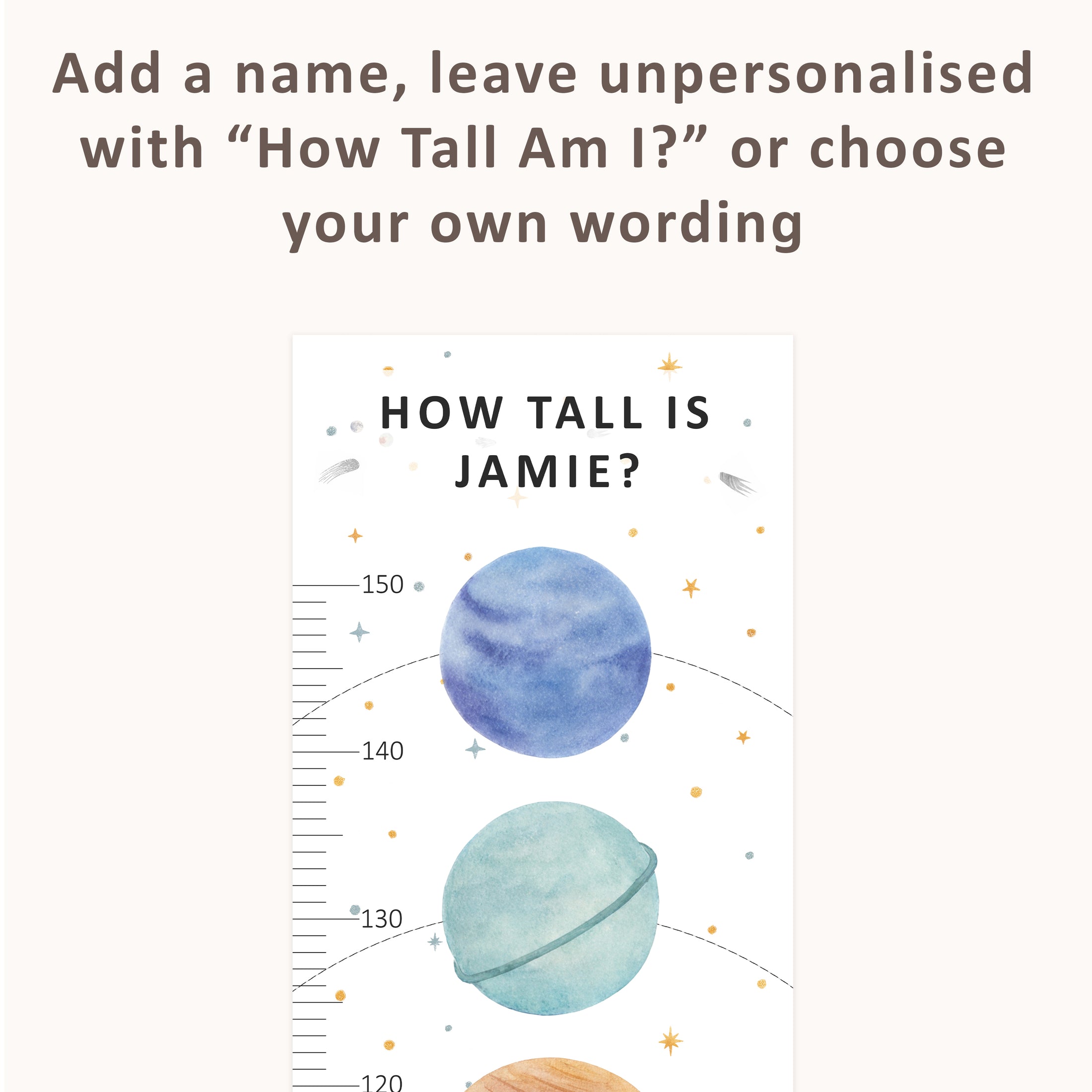 Personalised Children’s Height Chart Wall Sticker - Space