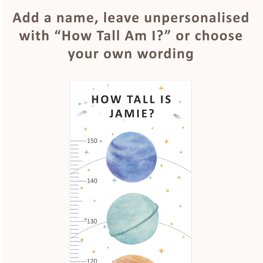 Personalised Children’s Height Chart Wall Sticker - Space