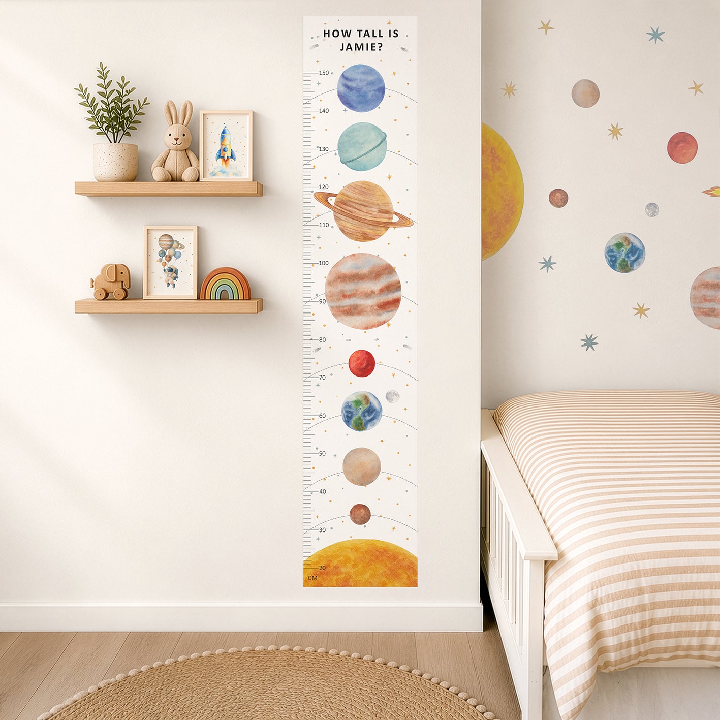 Personalised Children’s Height Chart Wall Sticker - Space