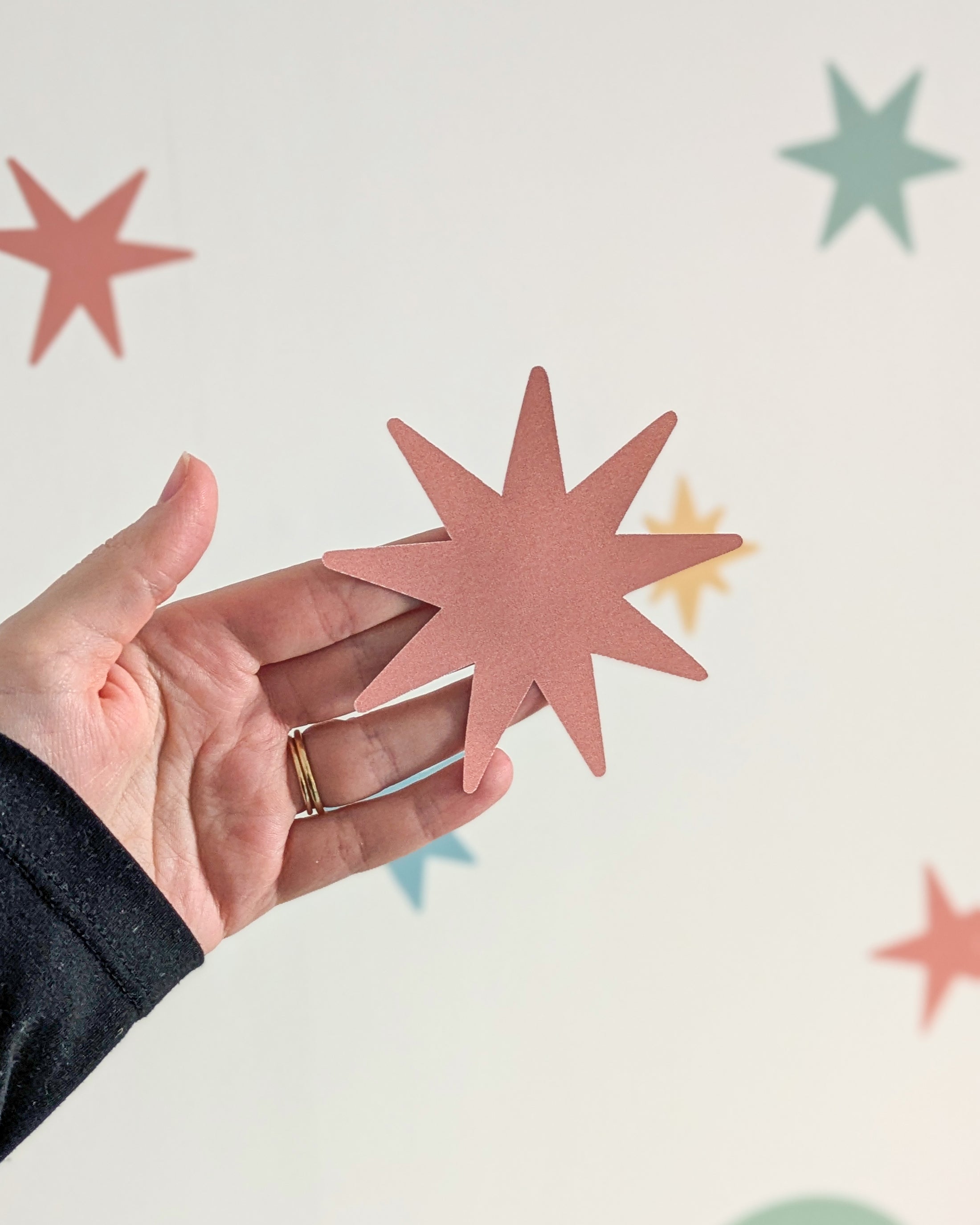 Premium Fabric Nursery Wall Stickers - Irregular Star Decals - Muted Earth Colours