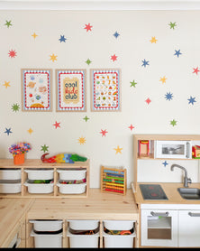 Premium Fabric Nursery Wall Stickers - Irregular Star Decals - Bold Colours