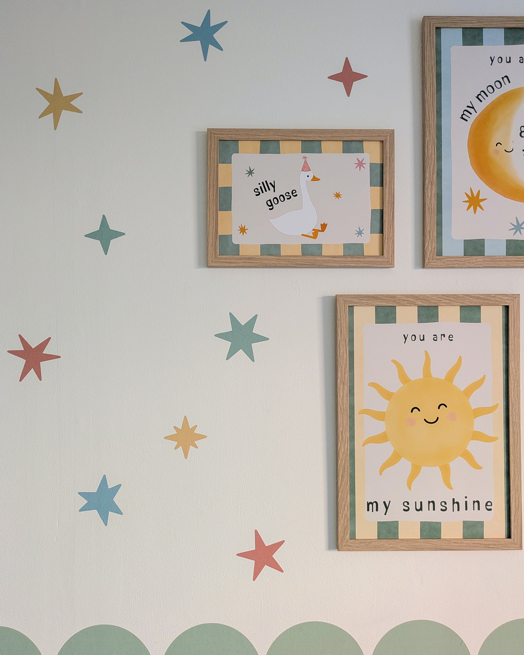 Premium Fabric Nursery Wall Stickers - Irregular Star Decals - Muted Earth Colours