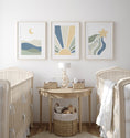 Load image into Gallery viewer, Sun,Star Moon | Set of 3 Prints | Blue & Green Tones Mid Century Style - RoseRowanDesign - Wall Art
