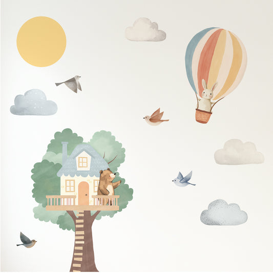 Premium Fabric Nursery Wall Stickers - Whimsical Tree House - RoseRowanDesign
