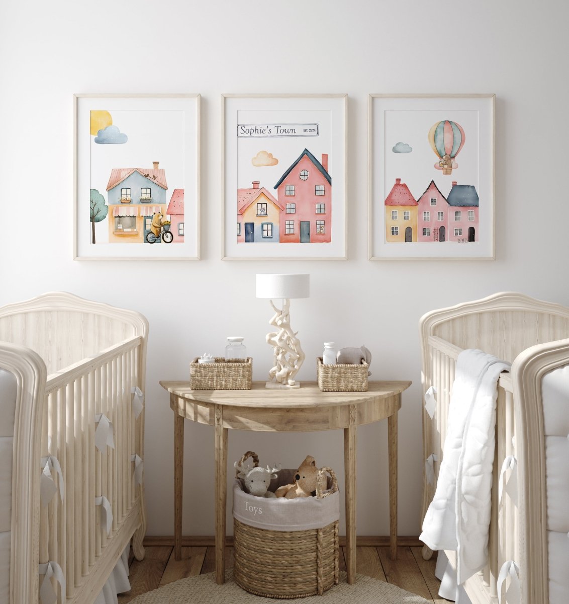 Tiny Town Nursery Prints | Set of 3 | Personalised Wall Art for childs ...