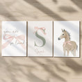 Load image into Gallery viewer, Vintage Bow Nursery Print Set – Personalised Name & Pony - RoseRowanDesign - 
