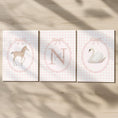 Load image into Gallery viewer, Vintage Pink Gingham Nursery Prints – Girls Personalised Set - RoseRowanDesign - 
