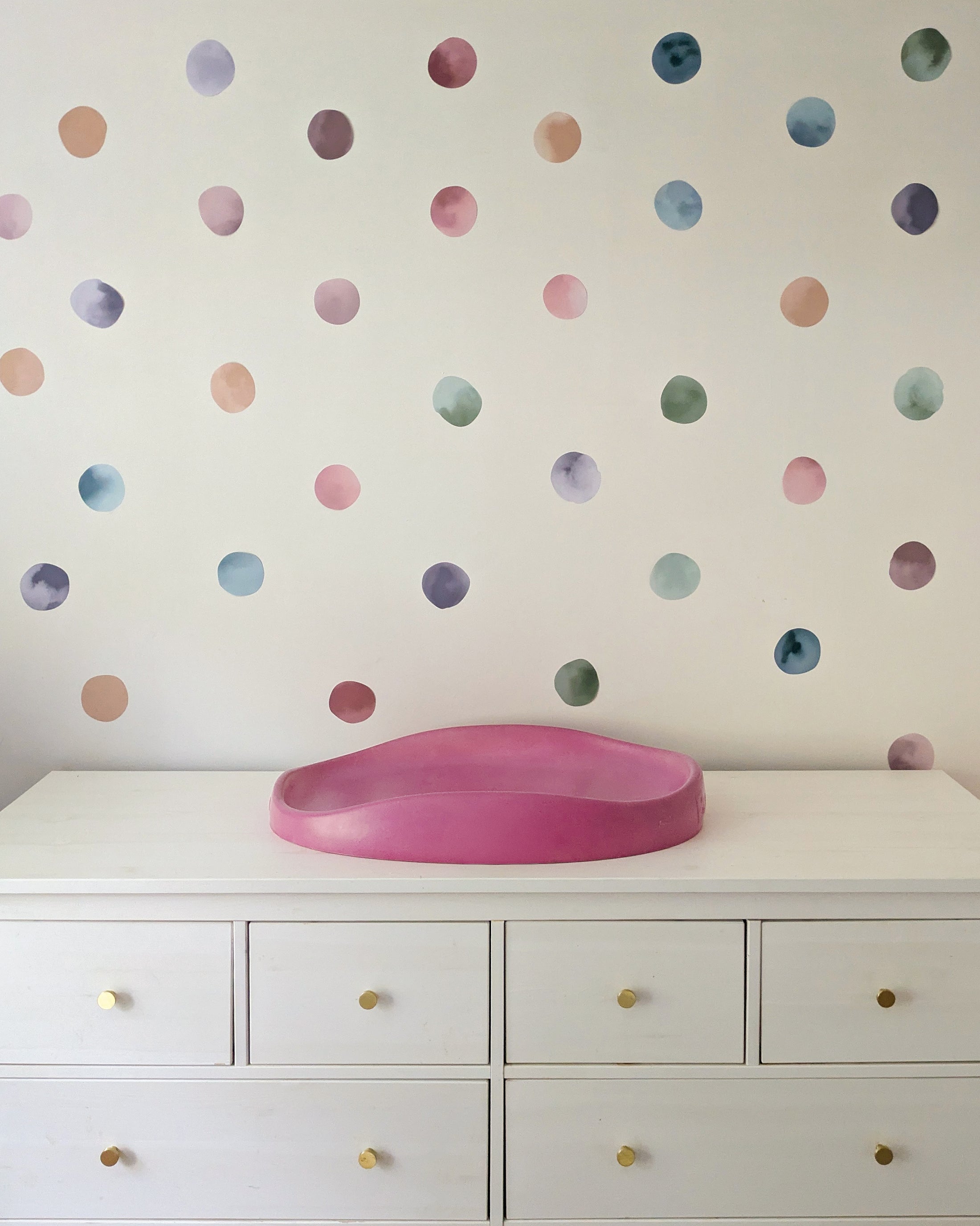 Watercolour Dot Wall Stickers – Removable Fabric Polka Dots | Nursery & Playroom Decor
