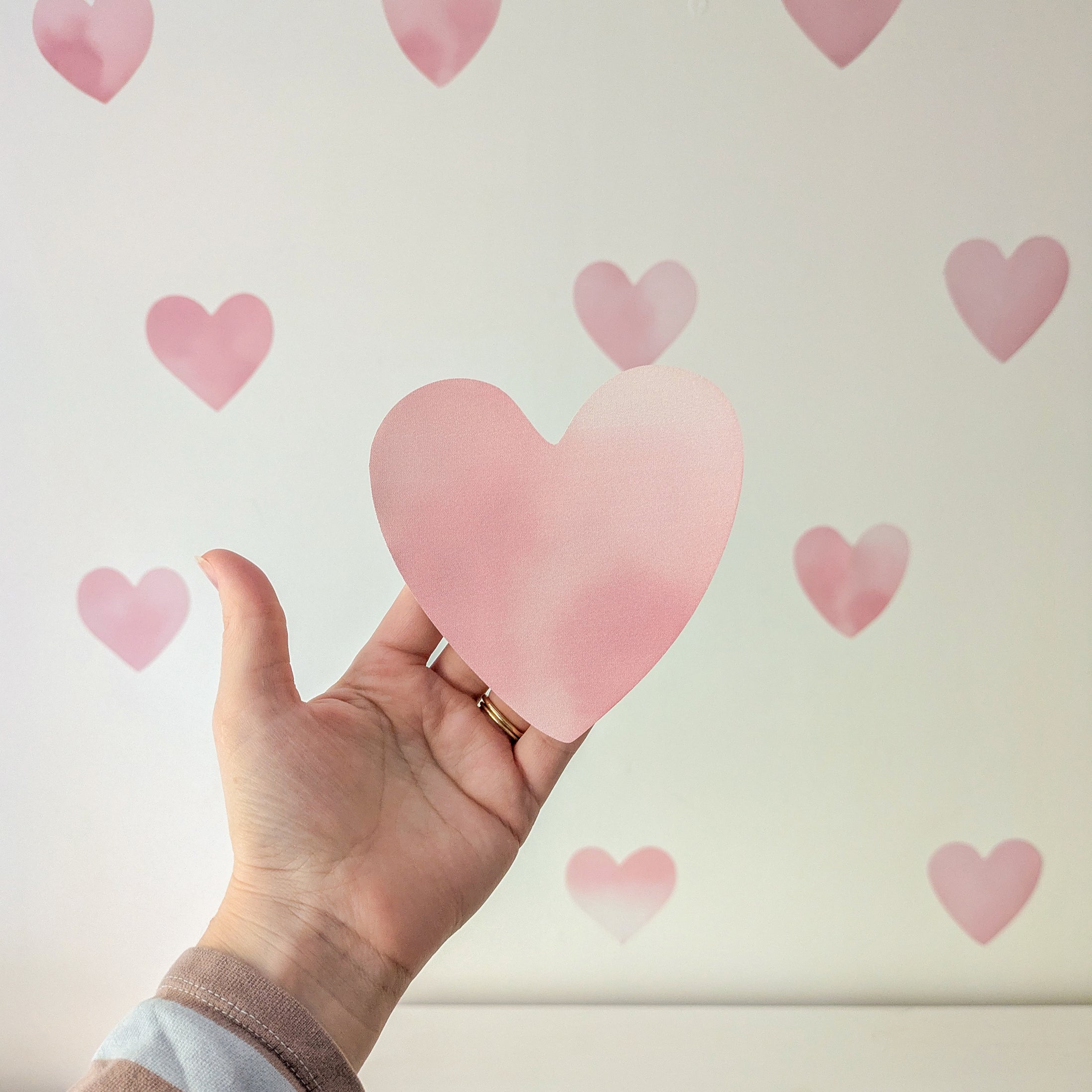 Pink Heart Wall Stickers | Watercolour Nursery Decals – Set of 20