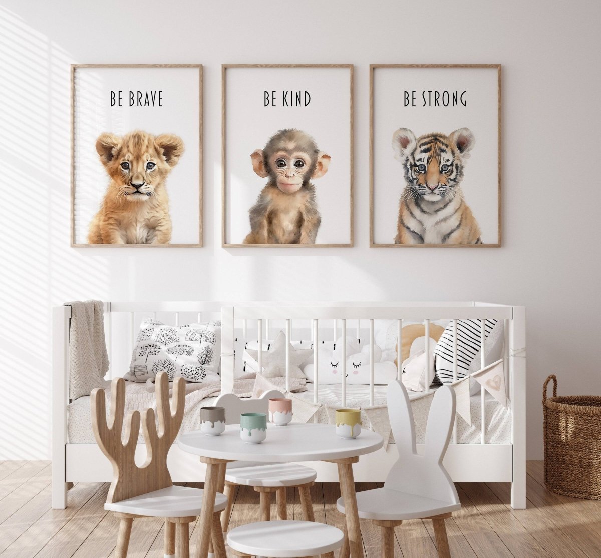 Watercolour Safari Animal Nursery Prints | Set of 6 | Gender Neutral Wall Art for Baby's Bedroom - RoseRowanDesign - 