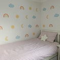 Load image into Gallery viewer, Sun, Moon & Rainbow Wall Stickers – Removable Fabric Weather Decals | 24 Piece Set
