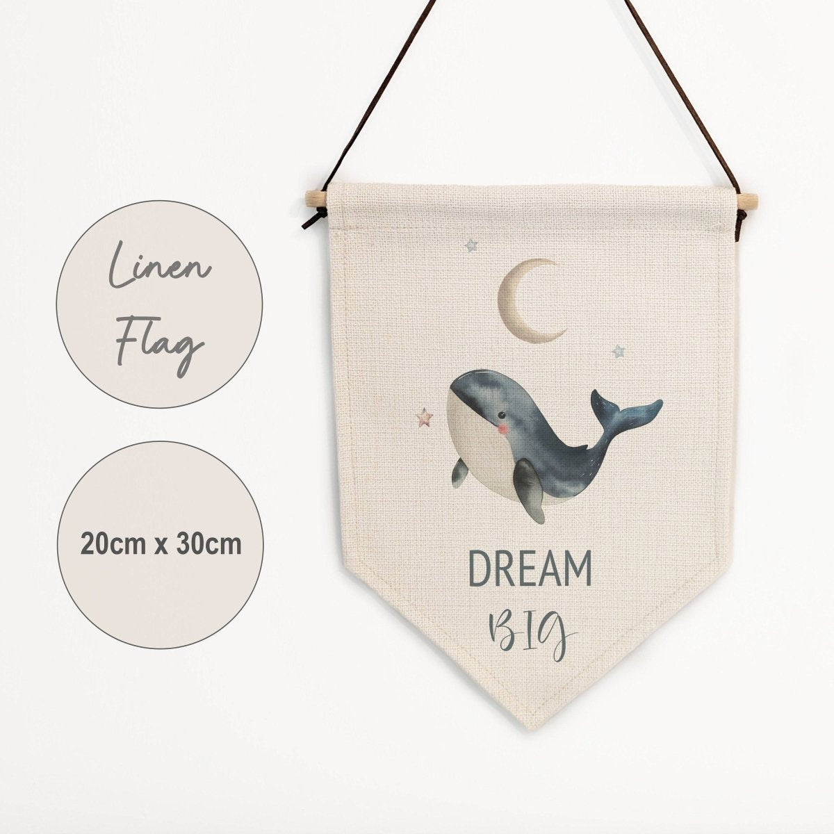 Whale Pennant Wall Flag | Blue Boho Kids Room Banner - RoseRowanDesign - Wall Art