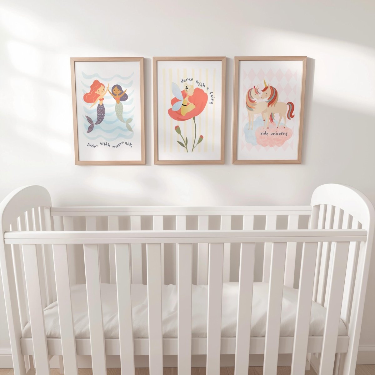 Whimsical Girls Nursery Wall Art - Mermaids Fairies Unicorns Print Set - RoseRowanDesign - 