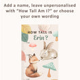 Load image into Gallery viewer, Personalised Children’s Height Chart Wall Sticker - Woodland Animal
